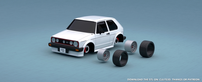 3D Printing VW Golf GTI Mk1 – Cartoon Style 3D Printing VW Golf GTI Mk1 – Cartoon Style